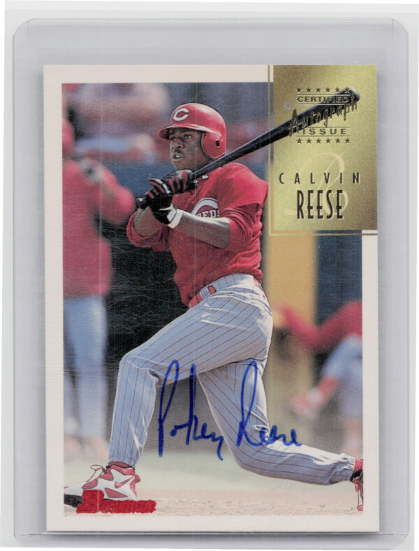 1997 Bowman Calvin Reese AU #CA64 Reds Certified Autographs Blue Ink