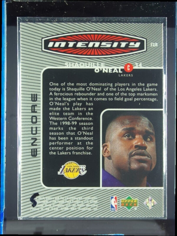 1998-99 Upper Deck Encore Shaquille O'Neal #I28 Lakers Intensity - Image 3