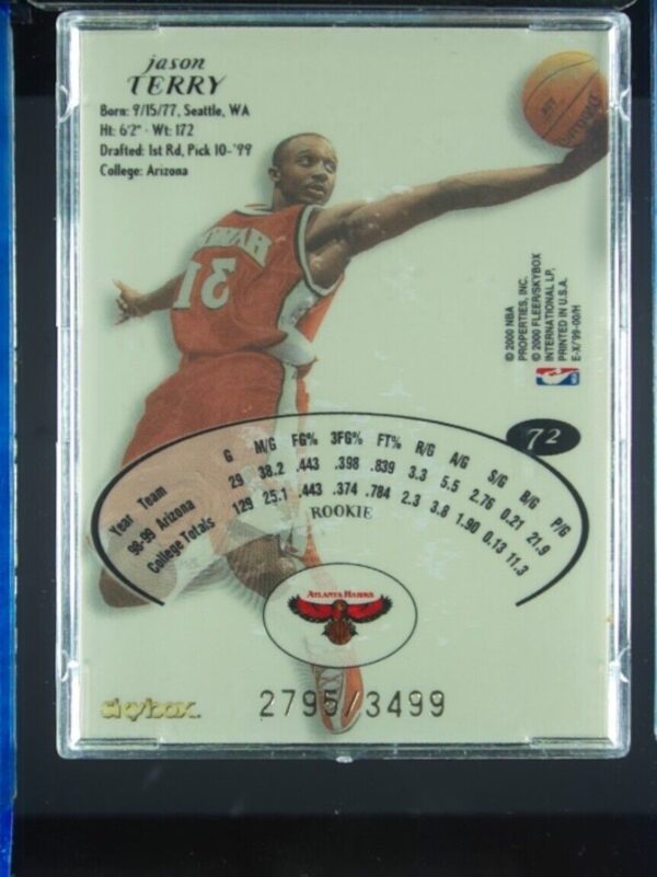 1999-00 E-X Jason Terry RC SN3499 #72 Hawks - Image 3