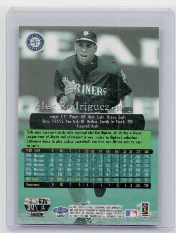 1999 Flair Showcase Alex Rodriguez #14 Mariners - Image 3