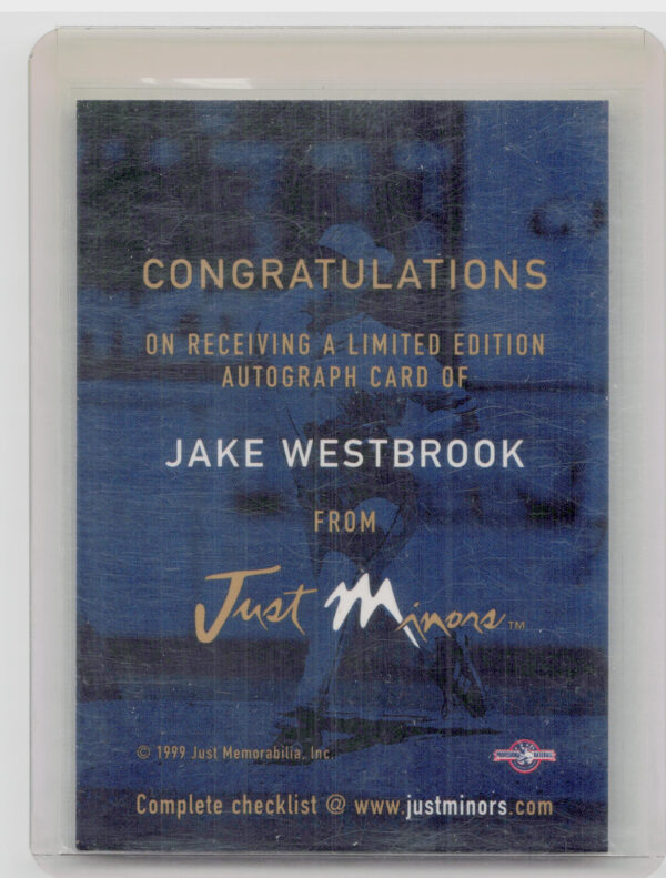 1999 Just Jake Westbrook AU #NNO Hammerheads Autographs - Image 3