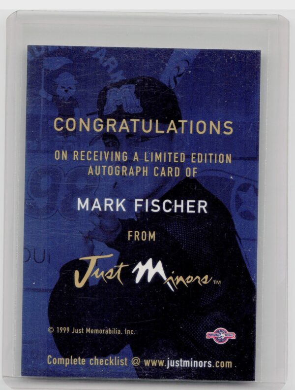 1999 Just Mark Fischer Auto #NNO Cats Autographs - Image 3