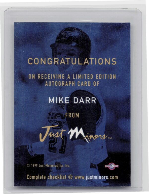 1999 Just Mike Darr Auto #NNO Stars Autographs - Image 3