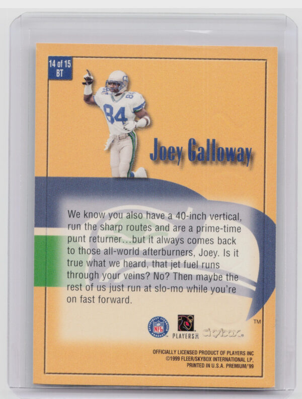 1999 SkyBox Premium Joey Galloway #14 BT Seahawks Box Tops - Image 3