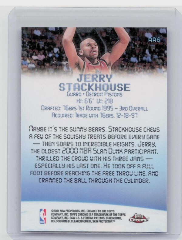 2000-01 Topps Chrome Jerry Stackhouse #AA6 Pistons Aptitude for Altitude - Image 3