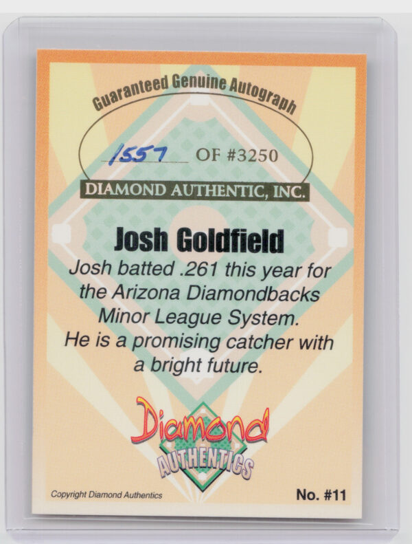 2000 Diamond Authentics Autographs Josh Goldfield AU SN3250 #11 Mavericks - Image 3