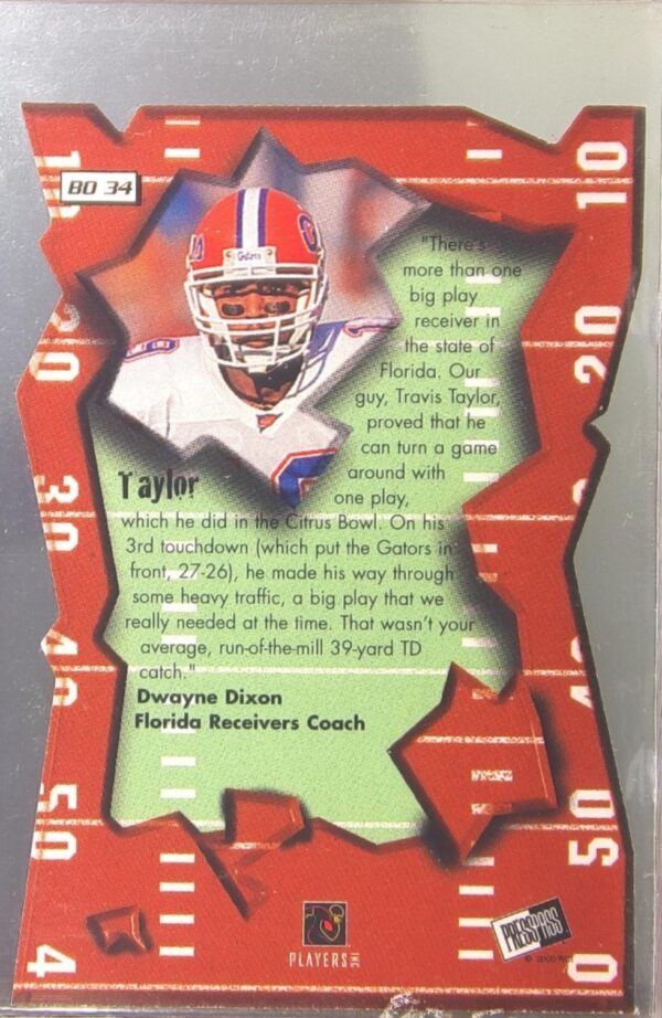 2000 Press Pass Travis Taylor RC #BO34 Gators Breakout Die-Cut - Image 3