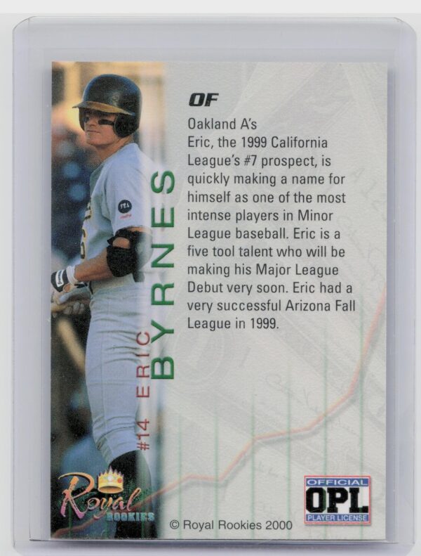 2000 Royal Rookies Futures Eric Byrnes Auto /4950 #14 A's Autographs - Image 3