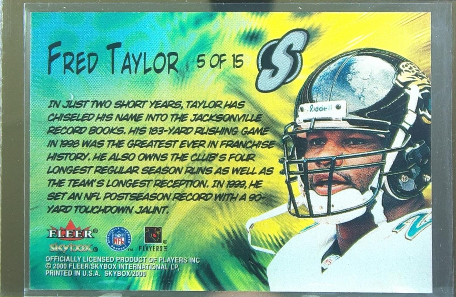 2000 SkyBox Fred Taylor #5 S Jaguars Superlatives - Image 3
