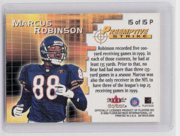 2000 SkyBox Marcus Robinson #15 P Bears Preemptive Strike - Image 3