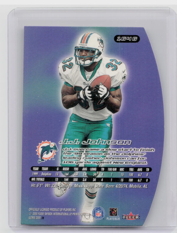 2000 Ultra J.J. Johnson Gold Medallion #164G Dolphins - Image 3