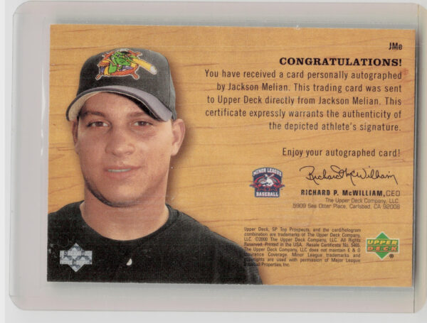 2001 SP Top Prospects Jackson Melian AU #JMe Navigators Chirography - Image 3
