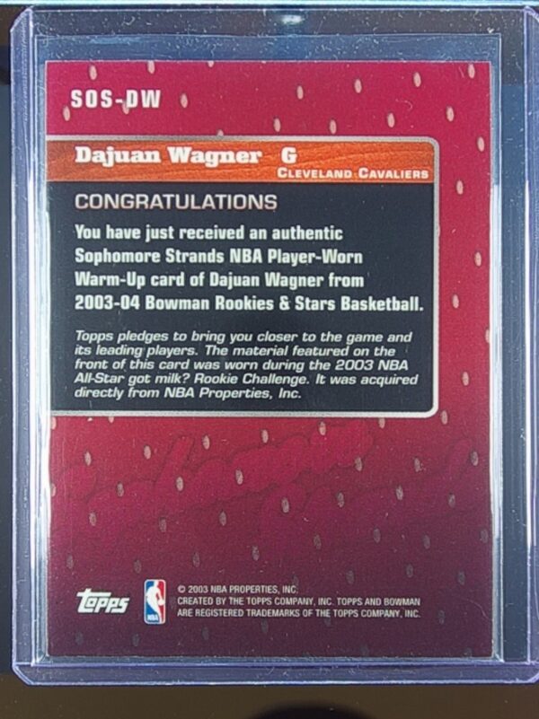 2003-04 Bowman Dajuan Wagner JSY #SOS-DW Cavaliers Sophomore Strands - Image 3