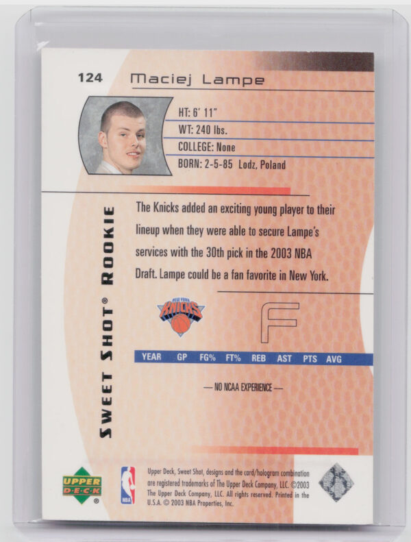 2003-04 Upper Deck Sweet Shot Maciej Lampe RC SN999 #124 Knicks - Image 3