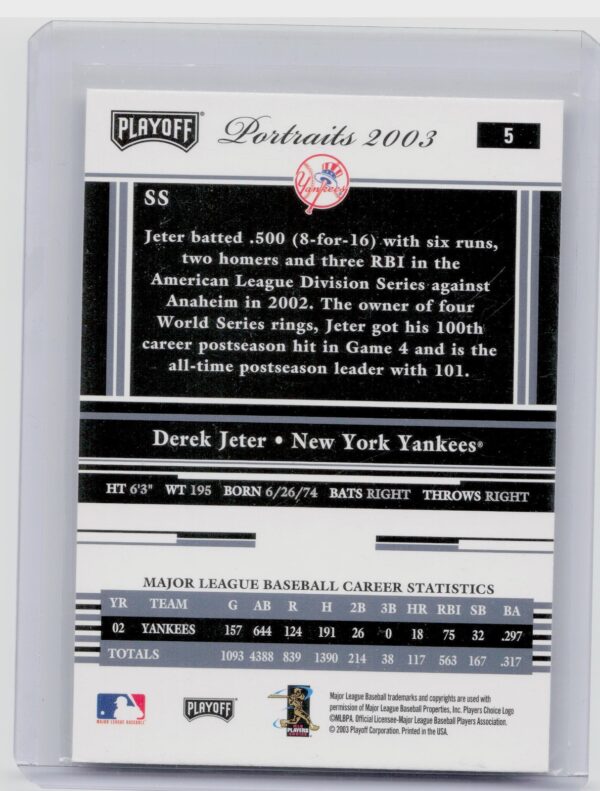 2003 Playoff Portraits Derek Jeter #5 Yankees - Image 3