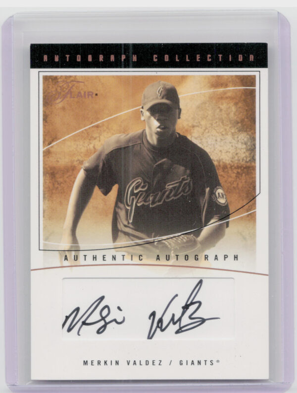 2004 Flair Merkin Valdez AU SN179 #AC-MV Giants Autograph