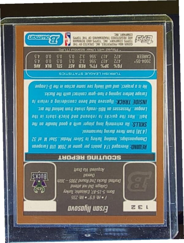 2005-06 Bowman Ersan Ilyasova RC #132 Bucks - Image 3