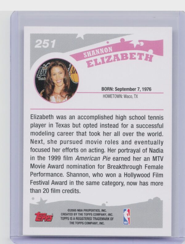2005-06 Topps Shannon Elizabeth #251 - Image 3