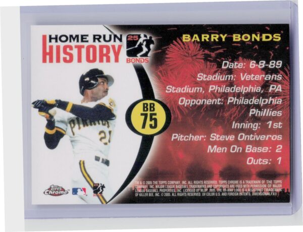 2005 Topps Chrome Updates & Highlights Barry Bonds #BB75 Pirates Barry Bonds - Image 3