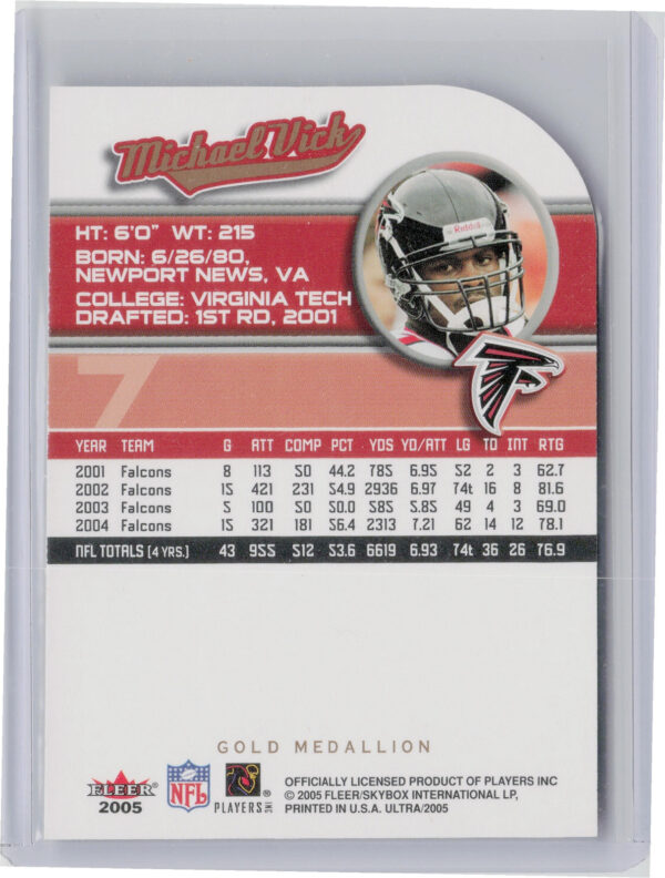 2005 Ultra Michael Vick Gold Medallion #7 Falcons - Image 3