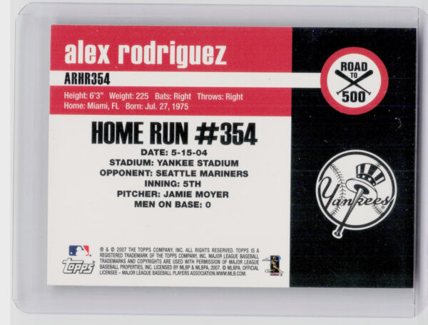 2007 Bowman Heritage Alex Rodriguez #ARHR354 Yankees Alex Rodriguez: Road to 500 - Image 3