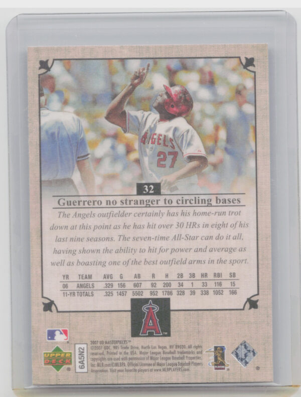 2007 Upper Deck Masterpieces Vladimir Guerrero #32 Angels - Image 3