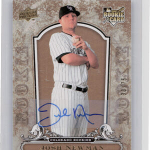 2008 Upper Deck A Piece of History Josh Newman AU SN75 #114 Rockies Rookie Autog