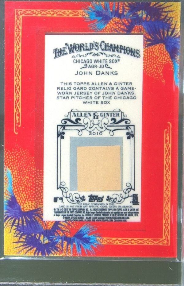 2010 Topps Allen & Ginter John Danks JSY #AGR-JD Sox Framed Mini Relics - Image 3
