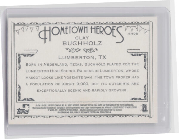 2011 Topps Allen & Ginter Clay Buchholz #HH98 Sox Hometown Heroes - Image 3