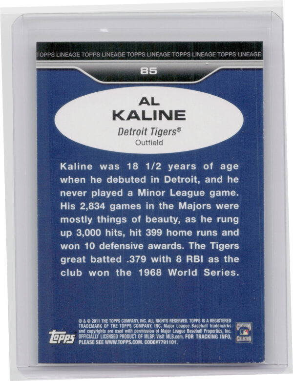 2011 Topps Lineage Al Kaline Diamond Anniversary Refractors #85 Tigers - Image 3