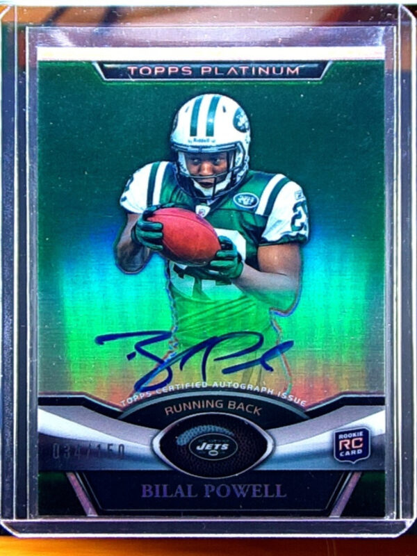 2011 Topps Platinum Bilal Powell AU SN150 #2 Jets Rookie Autographs Green Refrac