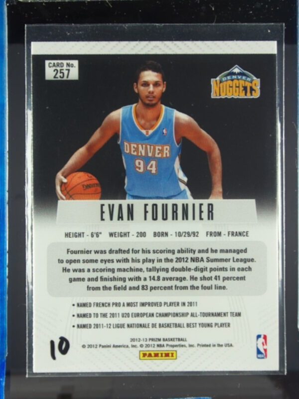 2012-13 Panini Prizm Evan Fournier RC #257 Nuggets - Image 3