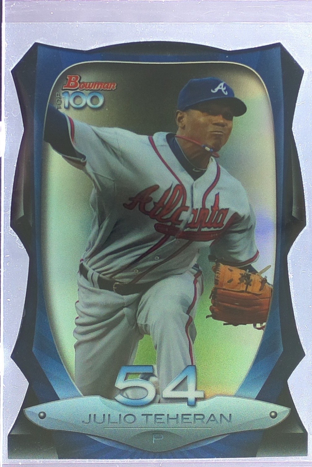 2013 Bowman Julio Teheran /99 #BTP-54 Braves Top 100 Prospects Die Cut Refractor