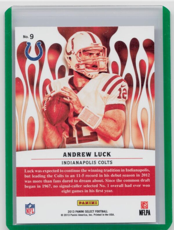 2013 Panini Select Andrew Luck #9 Colts Hot Stars Red - Image 3