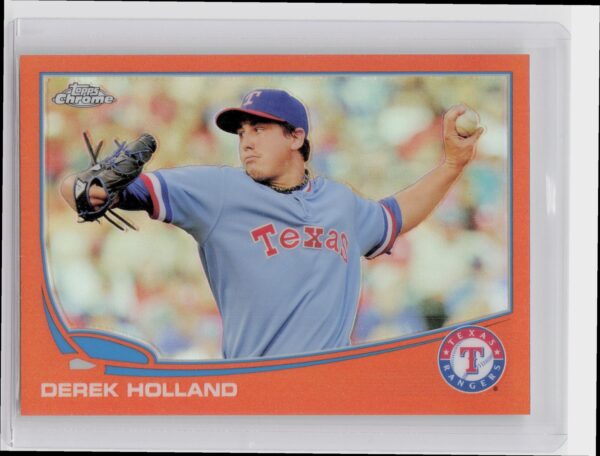 2013 Topps Chrome Derek Holland Orange Refractors #53 Rangers