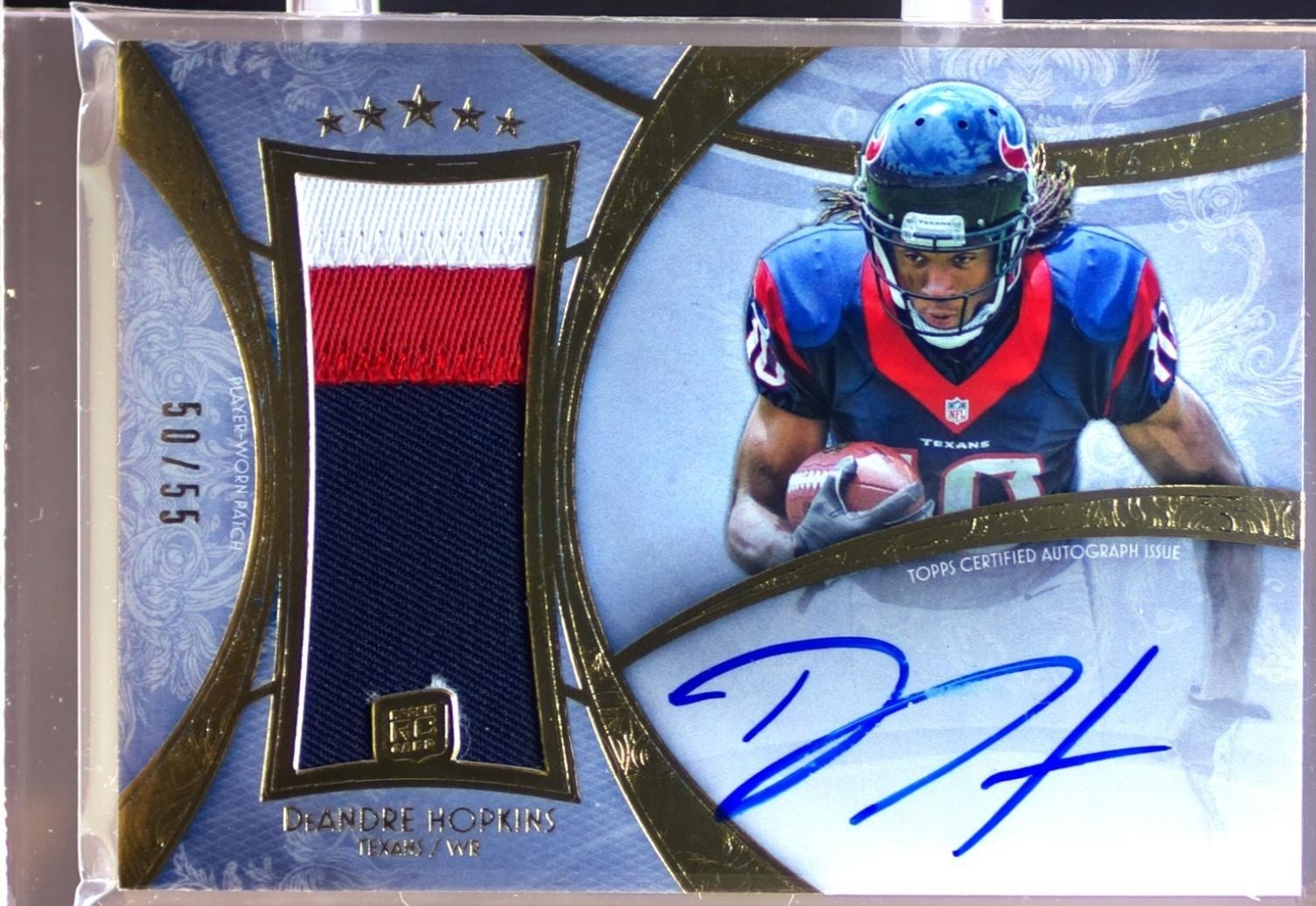 2013 Topps Five Star DeAndre Hopkins Auto /55 JSY #105 Texans RPA Gold