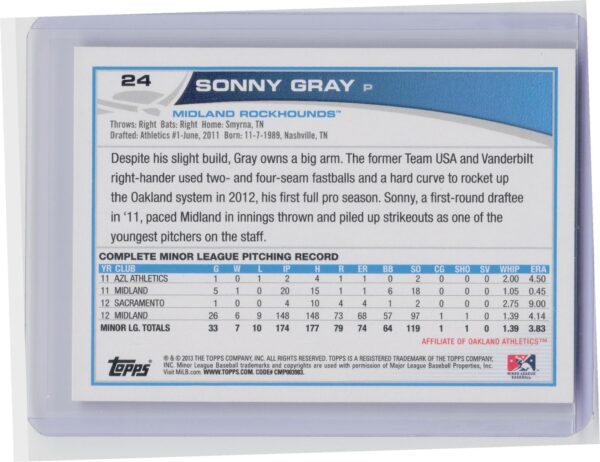 2013 Topps Pro Debut Sonny Gray #24 RockHounds - Image 3