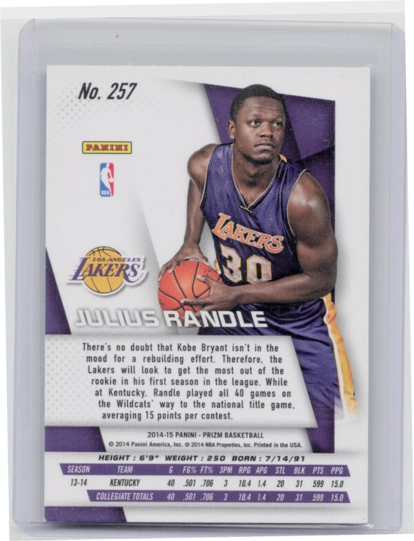 2014-15 Prizm Julius Randle Prizms Blue and Green Mosaic #257 Lakers - Image 3