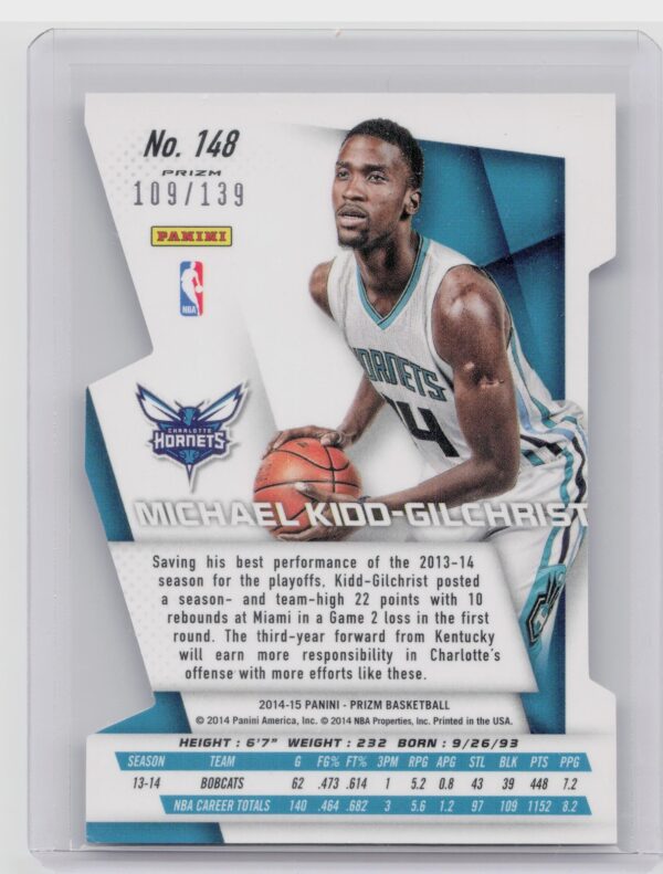 2014-15 Prizm Michael Kidd-Gilchrist Prizms Purple Die Cut /139 #148 Hornets - Image 3