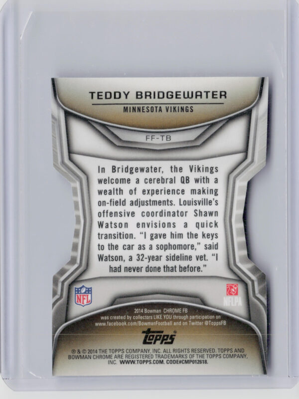 2014 Bowman Chrome Teddy Bridgewater #FF-TB Vikings Future of the Franchise Die - Image 3