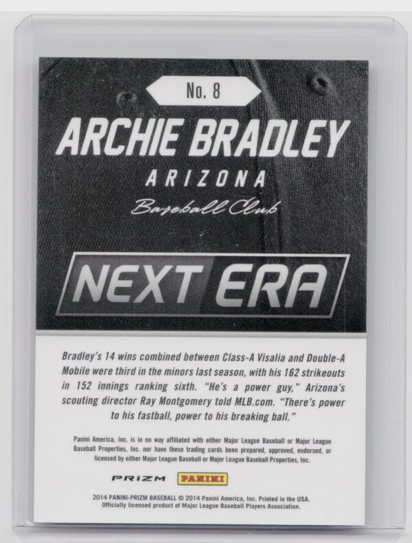 2014 Prizm Archie Bradley #8 Diamondbacks Next Era - Image 3