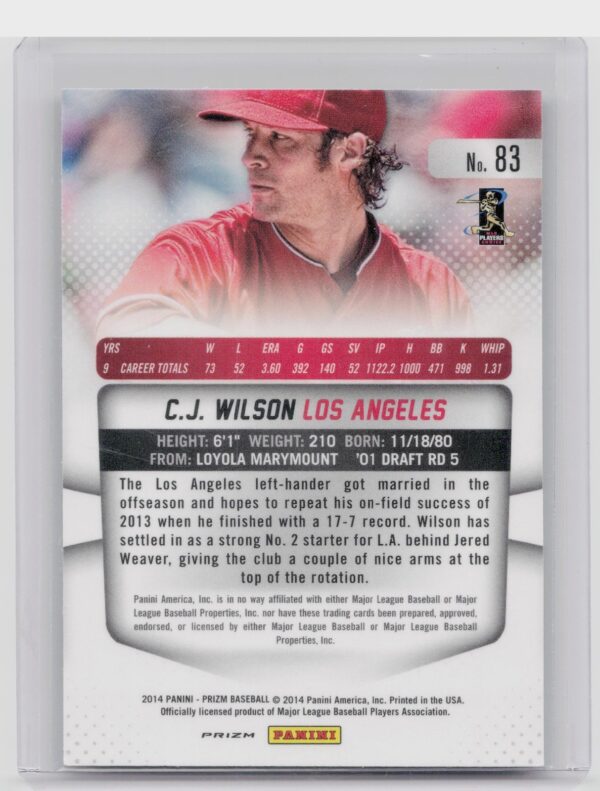 2014 Prizm C.J. Wilson Prizms Camo #83 Angels - Image 3