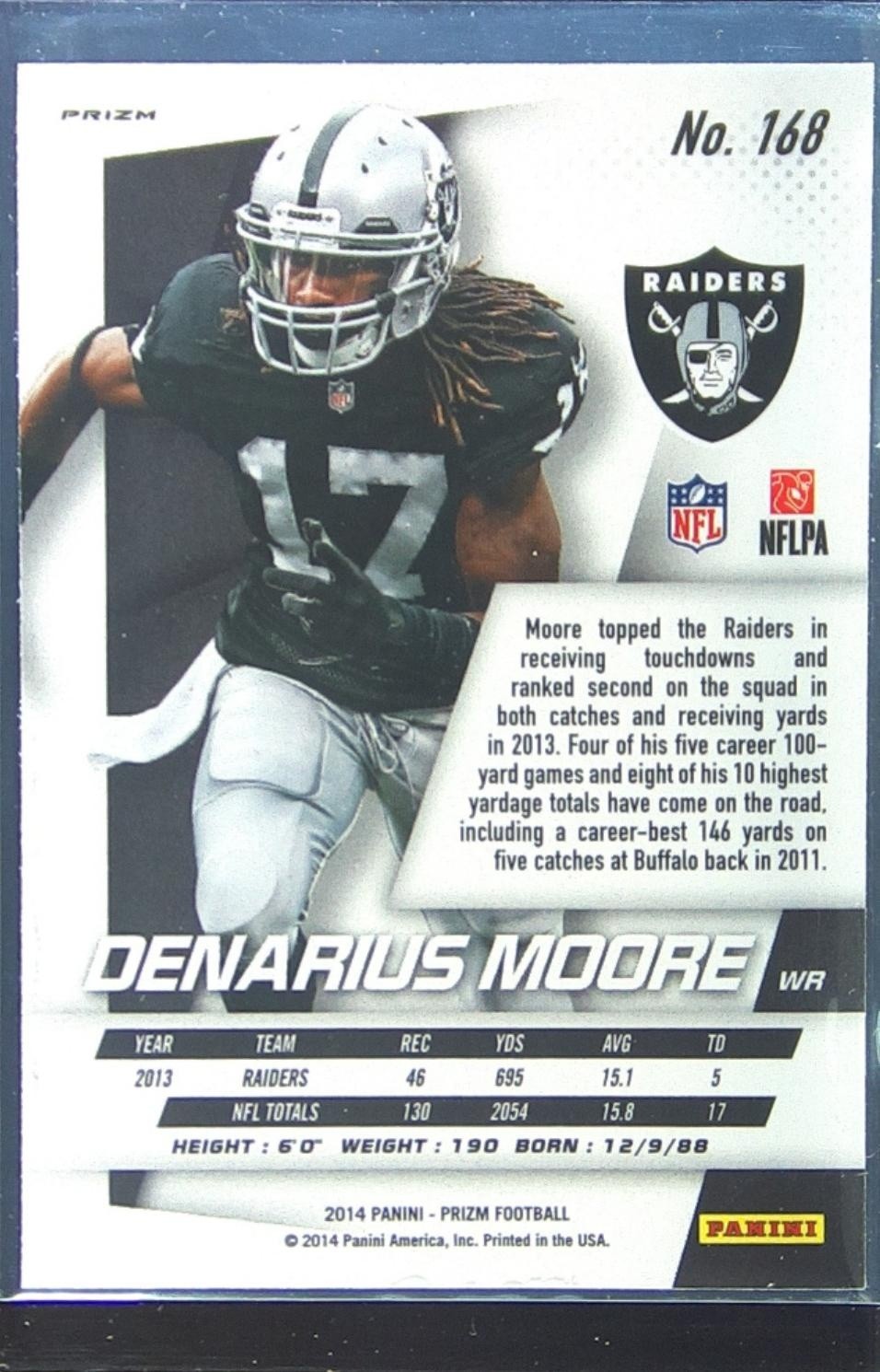 2014 Prizm Denarius Moore Panini Logo Prizm #168 Raiders - Image 3