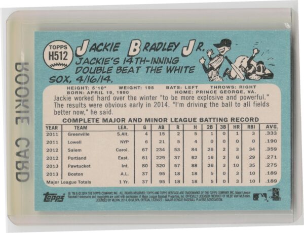2014 Topps Heritage Jackie Bradley Jr. #H512 Sox - Image 3