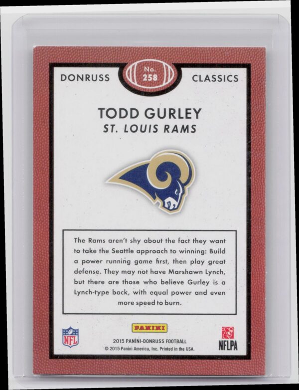 2015 Donruss Classics Todd Gurley #258 Rams - Image 3