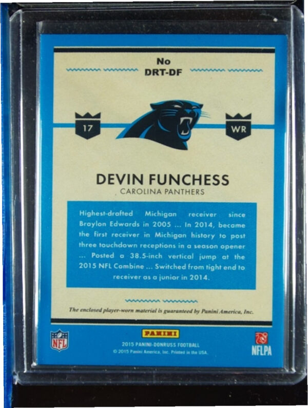 2015 Donruss Devin Funchess MEM #DRT-DF Panthers Donruss Rookie Threads - Image 3