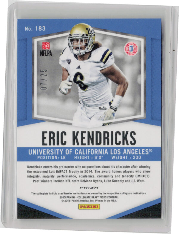 2015 Panini Prizm Collegiate Draft Picks Eric Kendricks Prizms Red White and Blu - Image 3