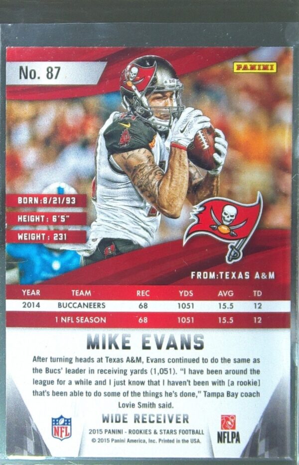 2015 Panini Rookies & Stars Mike Evans #87 Buccaneers - Image 3