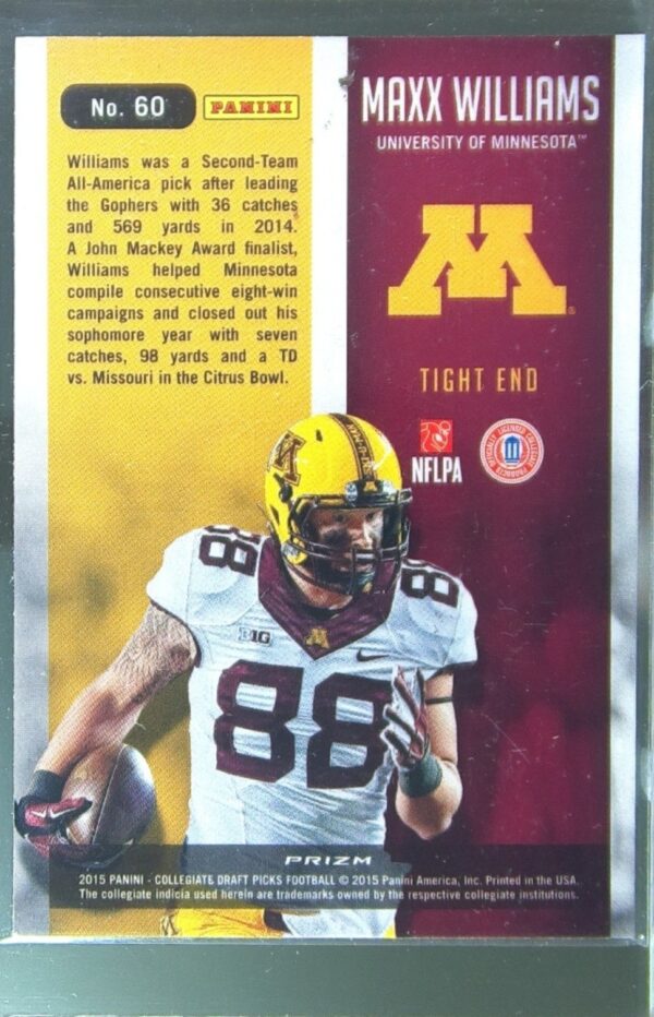2015 Prizm Collegiate Draft Picks Maxx Williams RC #60 Gophers Stained Glass - Image 3