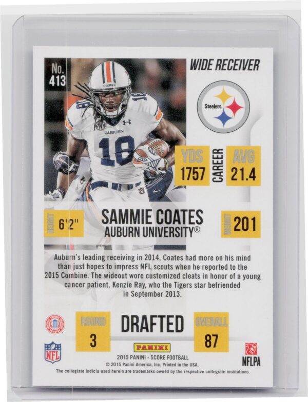 2015 Score Sammie Coates Showcase /99 #413 Steelers - Image 3